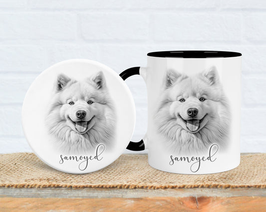 Samoyed Mug, Personalised dog breed mug, Samoyed gift, Samoyed mug, 11oz ceramic mug, dog lover gift, Samoyed dog, Mug and Coaster Set