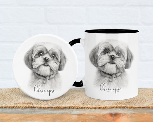 Lhasa Apso Mug, Personalised dog breed mug, Lhasa Apso gift, Lhasa Apso mug, 11oz ceramic mug, dog lover, Lhasa Apso Mug and Coaster gift set