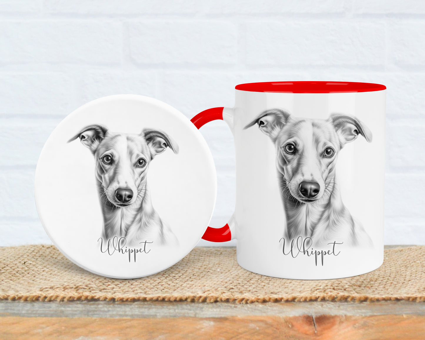 Whippet Mug, Personalised dog breed mug, Whippet gift, Whippet mug, 11oz ceramic mug, dog lover, Whippet Mug and Coaster gift set