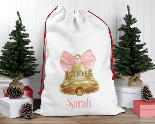 Personalised Christmas Santa Sack, Santa's Bell