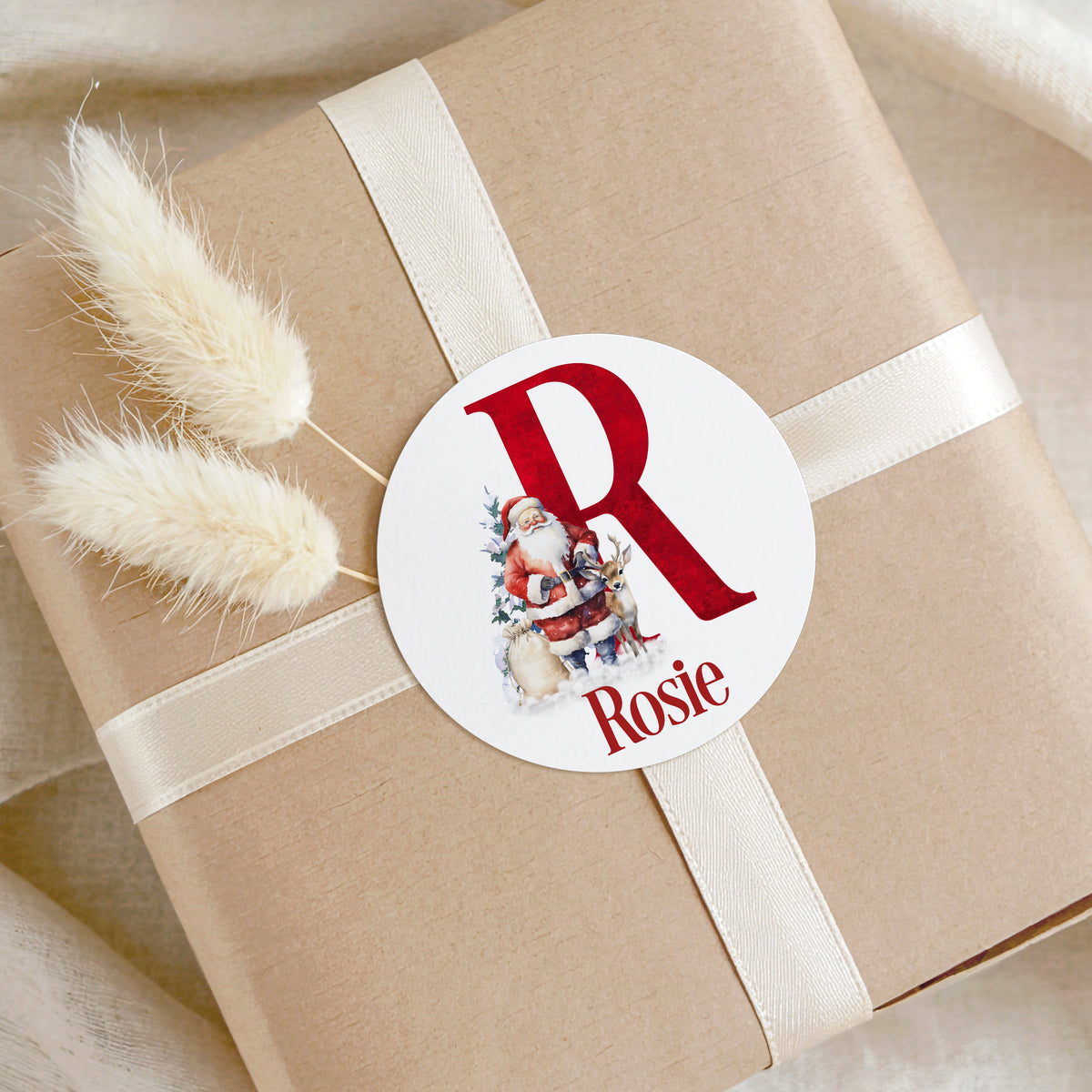 Personalised Christmas Stickers – Santa Initial Name Gift Stickers