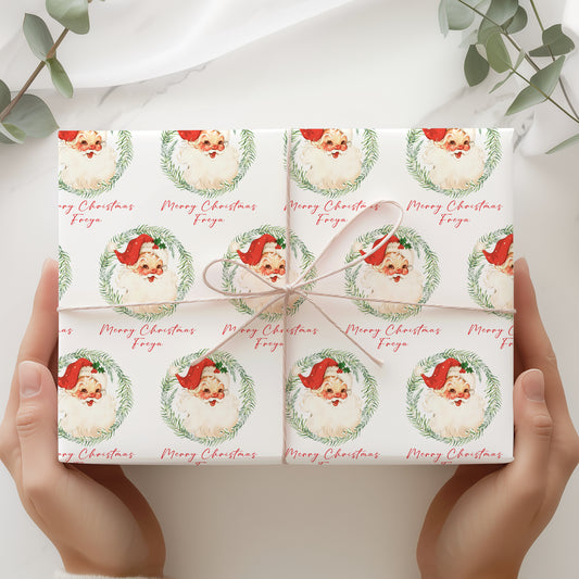 Retro Christmas Wrapping Paper, Personalised Retro Santa Christmas Gift Wrap