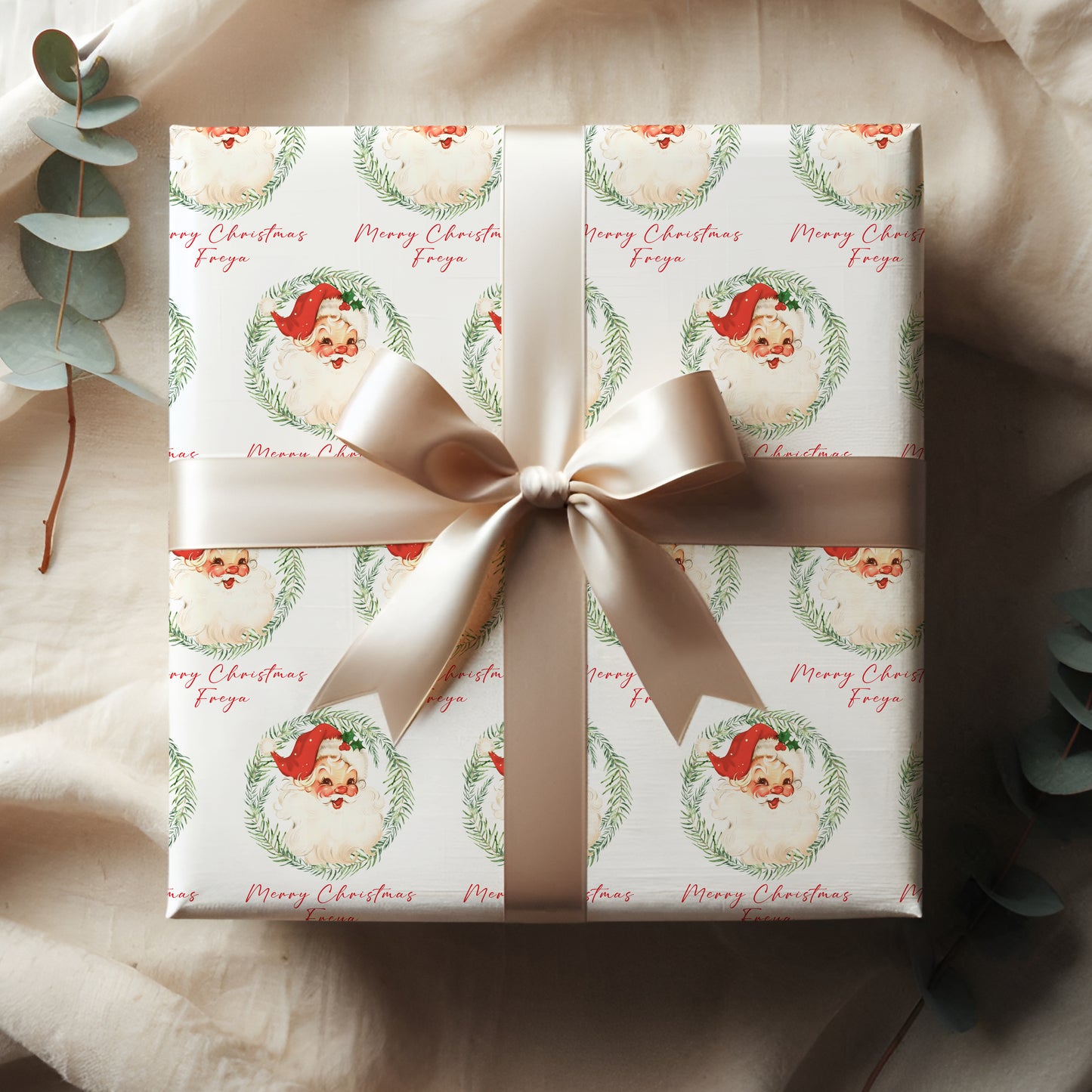 Retro Christmas Wrapping Paper, Personalised Retro Santa Christmas Gift Wrap