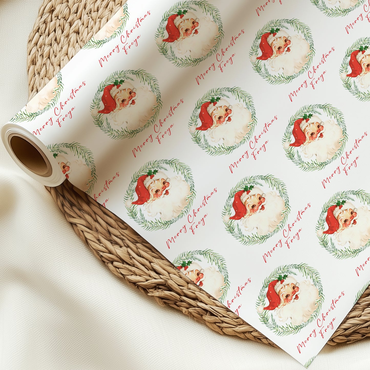 Retro Christmas Wrapping Paper, Personalised Retro Santa Christmas Gift Wrap